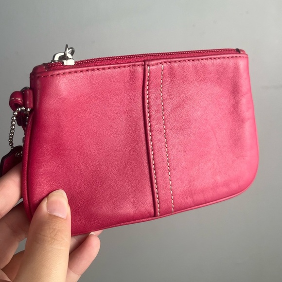 Coach Coral Red Leather 6”x4” wristlet - Picture 3 of 7